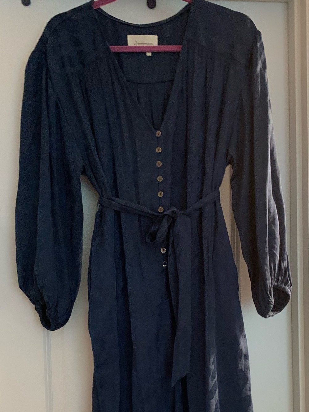 by Anthropologie Navy Tonal Camo Print Balloon Leg Jumpsuit Size Medium